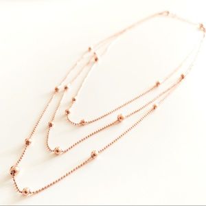 Silver Ball Chain Rose Gold Necklace
